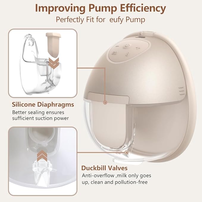4pcs Breast Pump Parts, 2pcs Duckbill Valves and 2pcs Silicone Diaphragm Compatible with eufy S1 Pro/S1/E10/E20 Wearable Breast Pump, Replace for eufy Pump Parts,Not Original Parts
