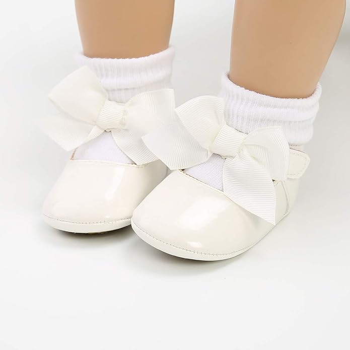 COSANKIM Baby Girls Mary Jane Flats Shoes Anti-Slip Rubber Sole Infant Toddler Princess Wedding Dress Shoes