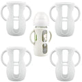 4 Pack Silicone Sleeves for Avent Natural Glass Baby Bottles, Silicone and Easy-Grip Handles for Drop Protection, Compatible with Philips Avent 4/8 OZ Glass Bottle (Milk White, 8 OZ)