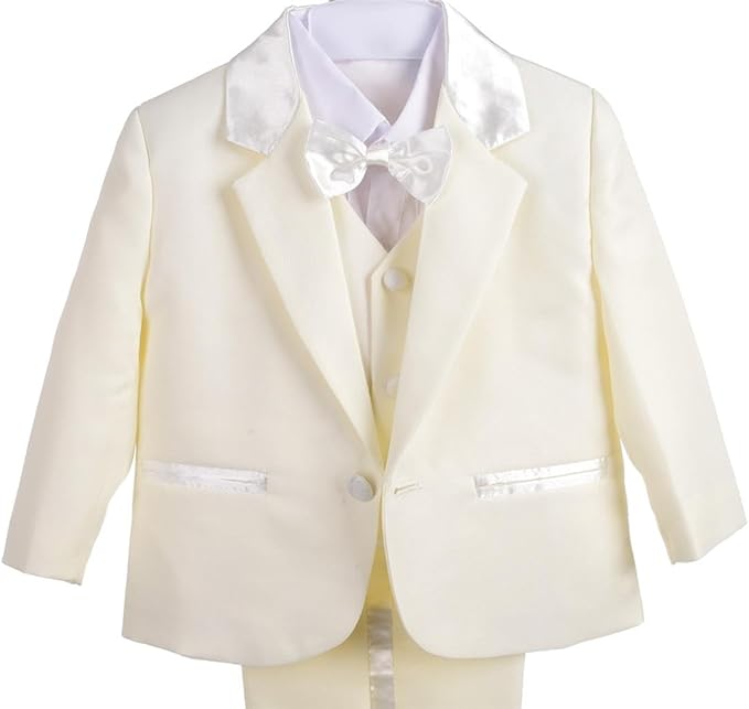 Dressy Daisy Baby Toddler Boy 5 Pcs Set Formal Tuxedo Suits No Tail Wedding Christening Baptism Outfits