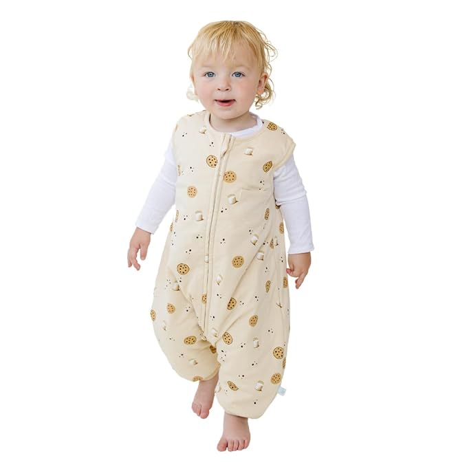 Tealbee Dreamsuit Toddler Sleep Sack with Feet – Walker Sleep Bag with Legs, Rayon made from Bamboo, Winter 1.5 TOG, 2-Way Zipper, 12m-2T - Cookies