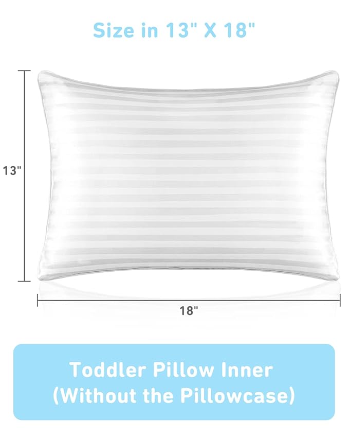 Toddler Pillow,13 x 18 Toddler Pillows for Sleeping,Machine Washable Kids Pillow, Perfect for Travel,Toddlers Cot(Not Included Pillowcase)