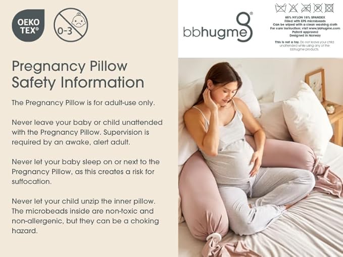 bbhugme Adjustable Pregnancy Pillow – Full Body Support for Side Sleeping - Adjustable Firmness and Shape - Supports Back, Legs, Belly, HIPS for Pregnant Women - Removable Cover - Dusty Olive