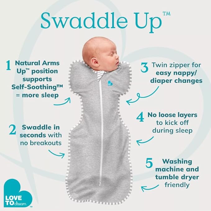 Love to Dream Organic Swaddle, Baby Sleep Sack, Swaddle Up Self-Soothing Swaddles for Newborns, Get Longer Sleep, Snug Fit Helps Calm Startle Reflex, 1.0 Tog, 5-8.5lbs., Cream