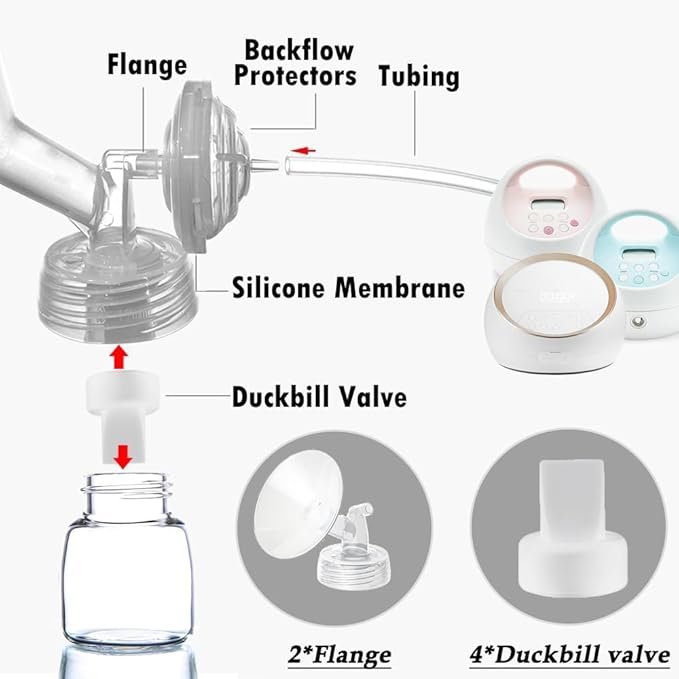 24mm Flange and Duckbill Valve Compatible with Spectra S1 Spectra S2 Spectra9 Plus Synergy Gold Breast Pump, Spectra Pump Parts S2 Parts S2 Accessories Replacement