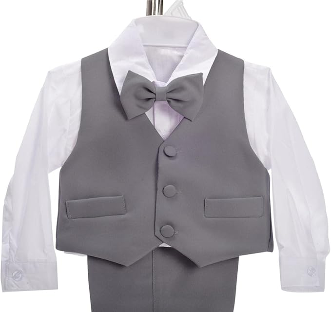 Dressy Daisy Baby Toddler Boy 5 Pcs Set Formal Tuxedo Suits No Tail Wedding Christening Baptism Outfits