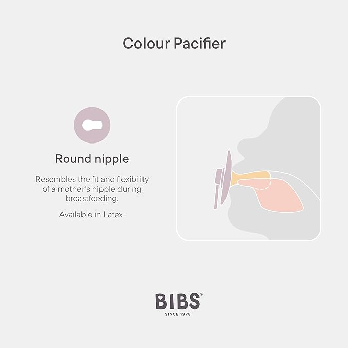 BIBS Colour Liberty Soother 2-Pack, BPA Free Dummy Pacifier, Round Nipple. Natural Rubber Latex, Made in Denmark, Size 2 (6-18 Months), Bobo Ivory Mix