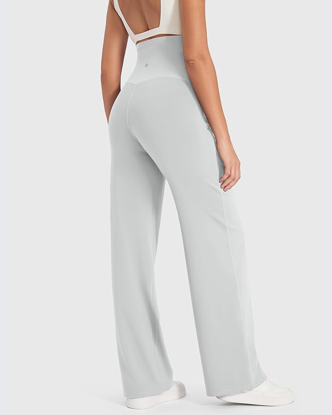 G4Free Maternity Pants Over The Belly Yoga Dress Work Pregnancy Pants Stretchy Lounge Wide Leg Trousers with Pockets