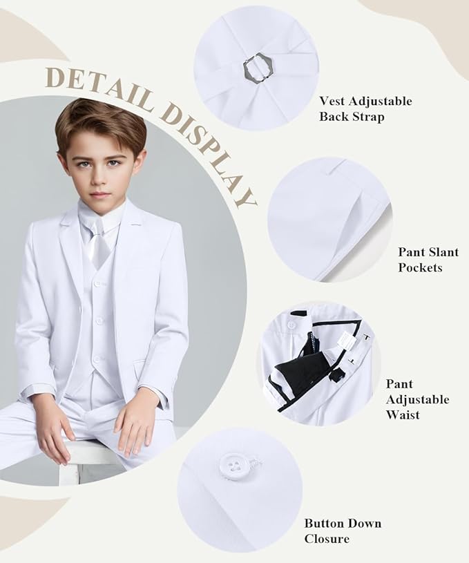 Visaccy Boys Suits Slim Fit Dress Clothes Ring Bearer Outfit