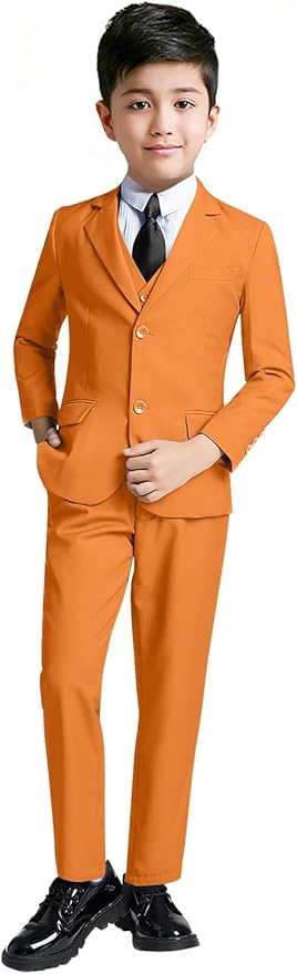 YuanLu Boys Suit for Kids Tuxedo Wedding Ring Bearer Outfit, 5 Piece Boy Slim Fit Formal Suits with Adjustable Waist