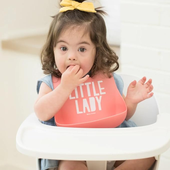 Baby Bib for Eating by Bella Tunno, Waterproof Silicone Bib with Large Food Catcher, Adjustable Fit for Babies 4-12 months & Toddlers 1-3 Years, Boys & Girls, Little Lady