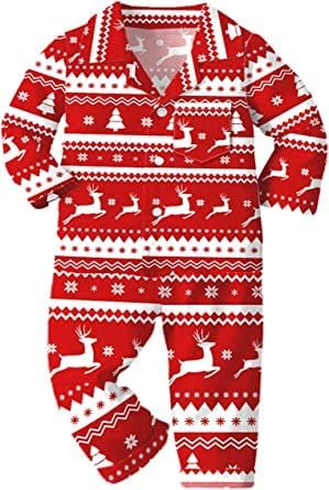 Schbbbta Family Matching Pajamas Holiday Sleepwear Long Sleeve Pjs Sets