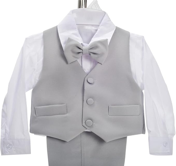 Dressy Daisy Baby Toddler Boy 5 Pcs Set Formal Tuxedo Suits No Tail Wedding Christening Baptism Outfits