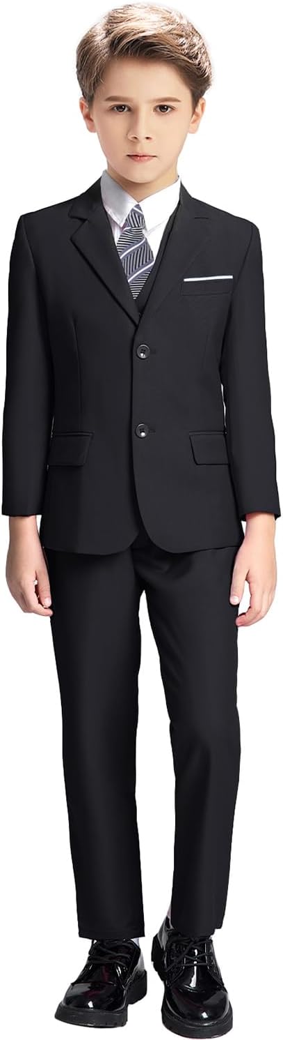 Boys Suit for Kids Tuxedo Suits for Wedding Formal Suit Set Toddler Boy Dress Outfit with Shirt and Tie