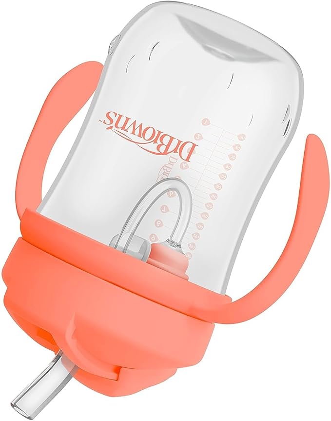 Dr. Brown's Milestones Baby's First Straw Cup, Training Cup with Weighted Straw, 9oz/270mL, Coral, BPA Free, 6m+ (Pack of 12)