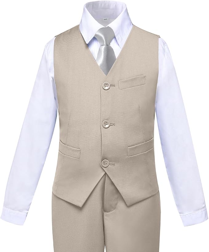 Boys Suit for Kids Tuxedo Suits for Wedding Formal Suit Set Toddler Boy Dress Outfit with Shirt and Tie