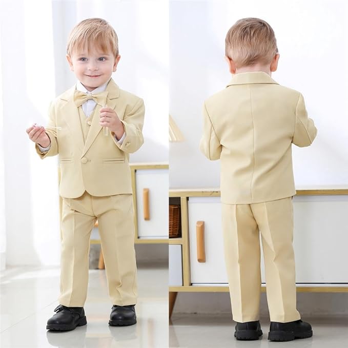 Dressy Daisy Baby Toddler Boy 5 Pcs Set Formal Tuxedo Suits No Tail Wedding Christening Baptism Outfits