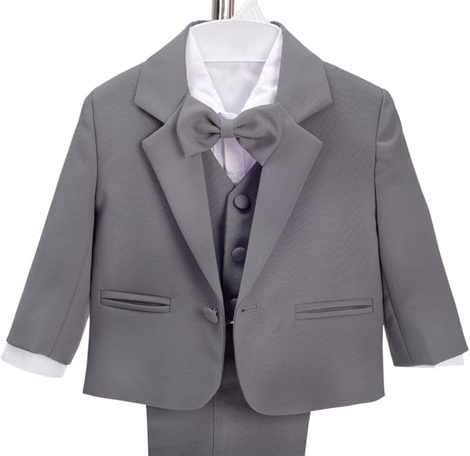 Dressy Daisy Baby Toddler Boy 5 Pcs Set Formal Tuxedo Suits No Tail Wedding Christening Baptism Outfits