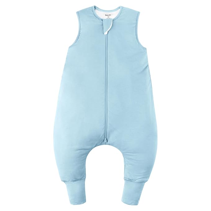 Rayon Made From Bamboo Sleep Sack 6-12 Months 0.5 Tog Ultra Soft Summer Toddler Sleep Sack with Feet 2-Way Zipper Lightweight Baby Sleeping Bag with Legs Thin Baby Wearable Blanket-Blue