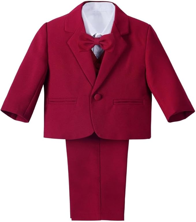 Dressy Daisy Baby Toddler Boy 5 Pcs Set Formal Tuxedo Suits No Tail Wedding Christening Baptism Outfits