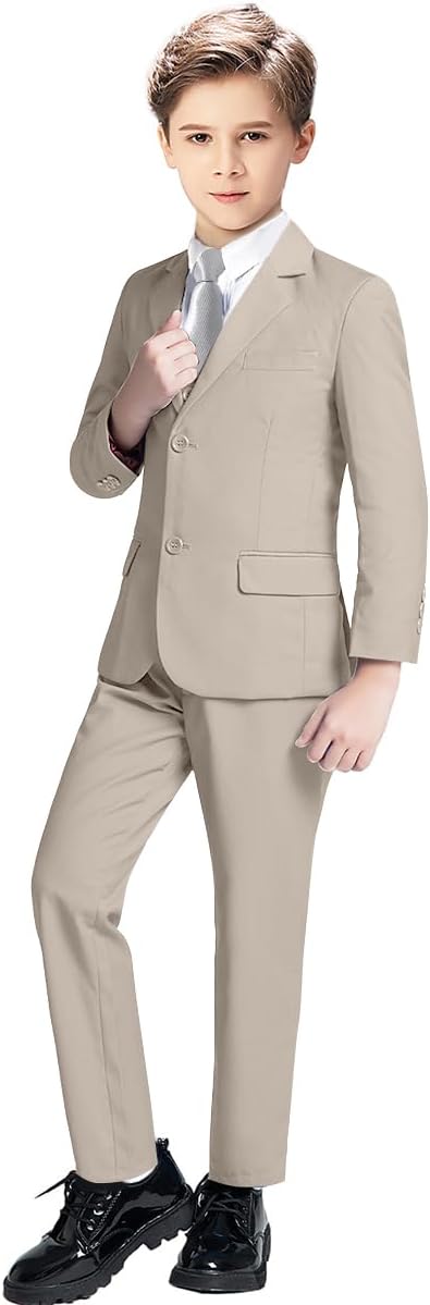 Boys Suit for Kids Tuxedo Suits for Wedding Formal Suit Set Toddler Boy Dress Outfit with Shirt and Tie