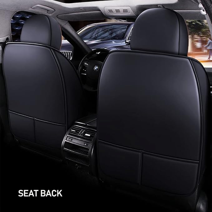 Full Set of Universal Fit Automotive Seat Covers fit for Suzuki 1999-2025 95% Models, PU Leather Automobile Interior Sets with Headrest & Back Pillow Black & Black Line