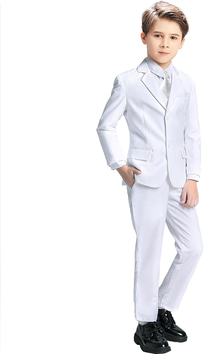 Boys Suit for Kids Tuxedo Suits for Wedding Formal Suit Set Toddler Boy Dress Outfit with Shirt and Tie