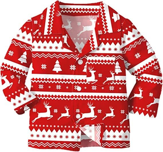 Schbbbta Family Matching Pajamas Holiday Sleepwear Long Sleeve Pjs Sets
