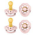 BIBS Boheme Pacifier 4-Pack. BPA Free Dummy Pacifier, Round Nipple. Natural Rubber Latex, Made in Denmark, Size 2 (6-18 Months), Blossom