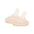 Suavinex Zero.Zero Slow Flow Asymmetrical Silicone Nipple, 2 Pack (0m+), Light