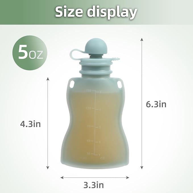 Reusable Baby Food Pouches, 4 Pack with Straw Squeezable Pouches for Toddlers, BPA-Free, Refillable Silicone Baby Food Storage Containers, 5 oz
