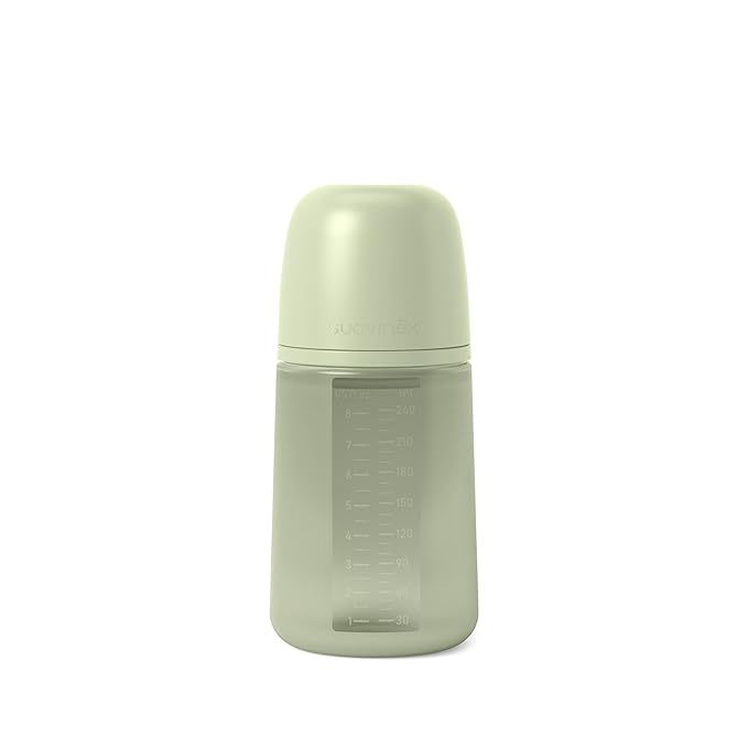 Suavinex Color Essence SX PRO Physiological Soft Flexible Silicone Baby Bottle, Anti Colic Baby Bottles, Supports Breast Feeding Babies, Made in Spain, Medium Flow, 8oz, Jungle Green
