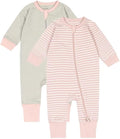 Teach Leanbh Toddler Baby Boys Girls 2-Pack Pajamas Cotton 2 Way Zipper Long Sleeve Footless Romper Sleep and Play