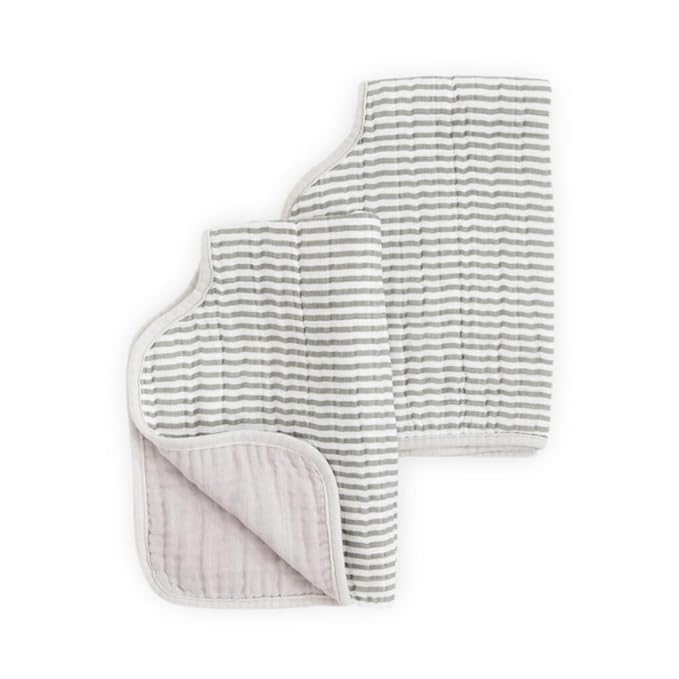 Little Unicorn Ultra-Absorbent Premium Burp Cloth 2 Pack | Soft on Baby's Skin | Larger Size | Ergonomic Design | Set of 2 (Grey Stripe)