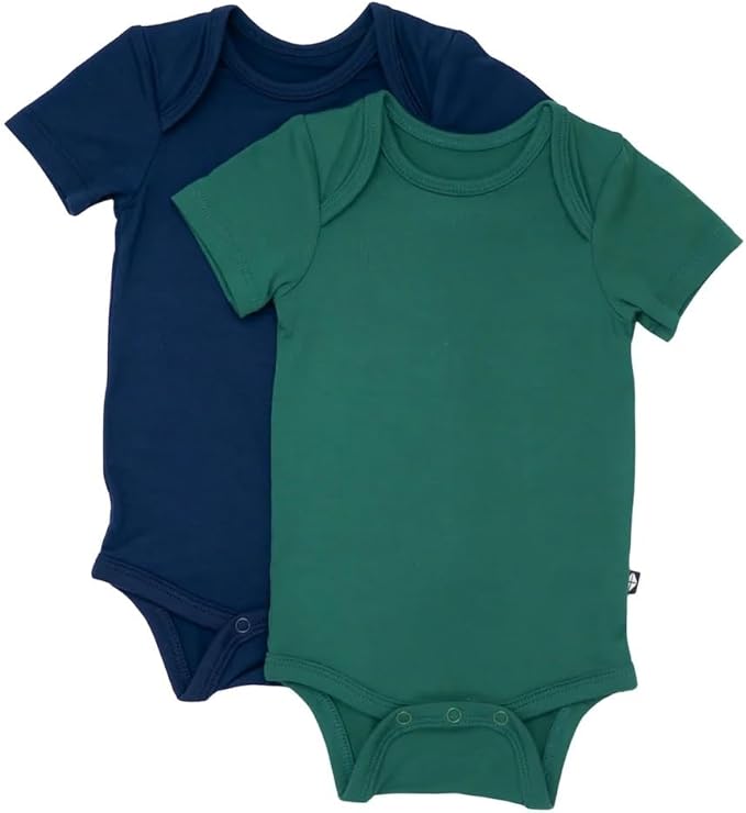 KYTE BABY Unisex Bodysuits, 2-Pack Short Sleeve Baby Bodysuits, 97% Rayon made from Bamboo, 3% Spandex