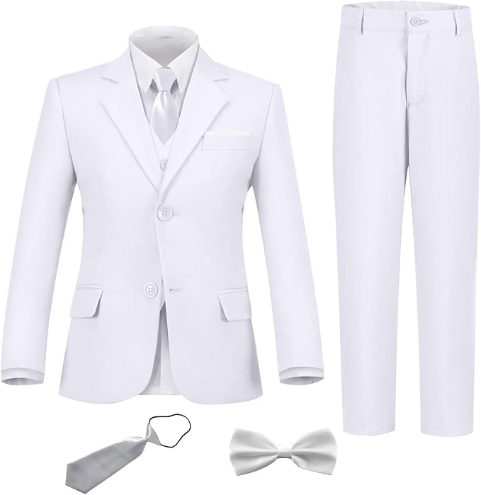 Boys Suit Set Slim Fit Kids Formal Suits Toddler Tuxedo Wedding Prom Classic Suits for Boy Teen Black Blue Dress Outfit