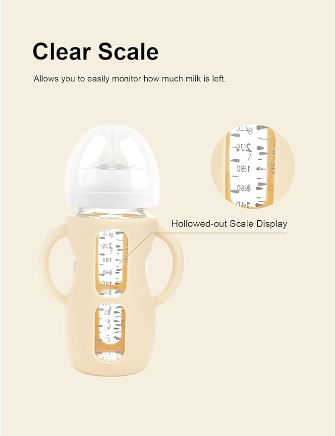 2-Pack Silicone Sleeves for Philips Avent Glass Bottles, BPA-Free Drop-Resistant Baby Bottle Sleeves with Handles, Compatible with Philips Avent Natural Glass Baby Bottles (8 oz)
