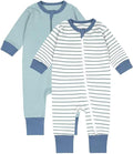 Teach Leanbh Toddler Baby Boys Girls 2-Pack Pajamas Cotton 2 Way Zipper Long Sleeve Footless Romper Sleep and Play