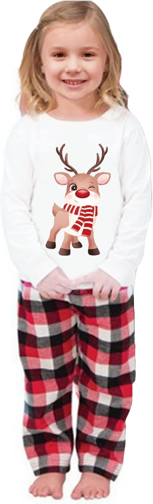Awoscut Christmas Family Matching Pajamas Christmas Pjs Holiday Nightwear Sleepwear Sets Long Sleeve Pjs