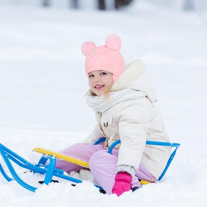 Labeol Baby Hats,Soft Warm Winter Knit Baby Beanie Hat with Earflap,Cute Pom-pom Ears Fall Winter Caps for Toddler Girls Boys