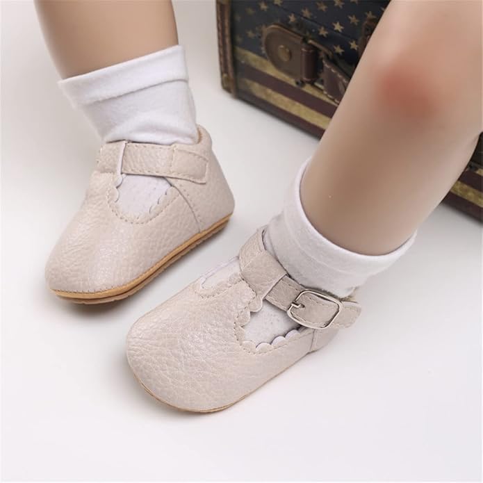 COSANKIM Baby Girls Mary Jane Flats Shoes Anti-Slip Rubber Sole Infant Toddler Princess Wedding Dress Shoes