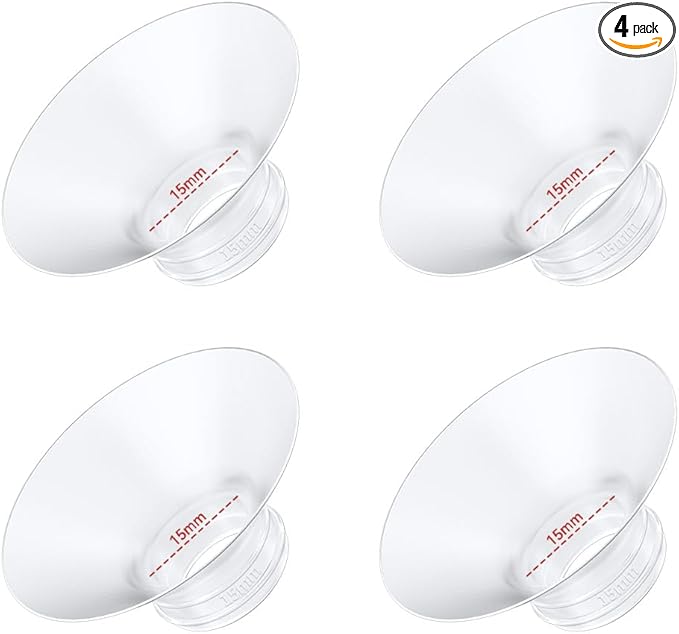 4PC Flange Insert 15mm Compatible with Momcozy M5/M6/M9/S12 Pro/V1 Pro/V1 Pro Breast Pump, Fit for Eufy/Elvie/Medela/Spectra/Lansinoh/NCVI/Lansinoh/TSRETE with 24mm Flange/Shield Breast Pump