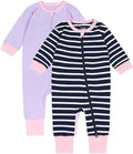 Teach Leanbh Toddler Baby Boys Girls 2-Pack Pajamas Cotton 2 Way Zipper Long Sleeve Footless Romper Sleep and Play