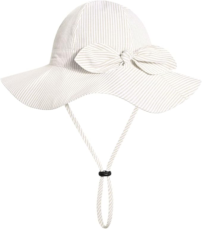 Baby Girl Sun Hat with UPF 50+ Outdoor Adjustable Beach Hat with Wide Brim Bucket Hats