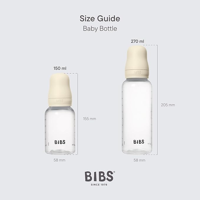 BIBS Baby Bottle 9 oz / 270 ml Silicone Nipple - Anti-Colic, BPA-Free, Round Nipple, Medium Flow, Lightweight & Easy to Clean, Suitable for Newborns 0+ Years - Baby Blue