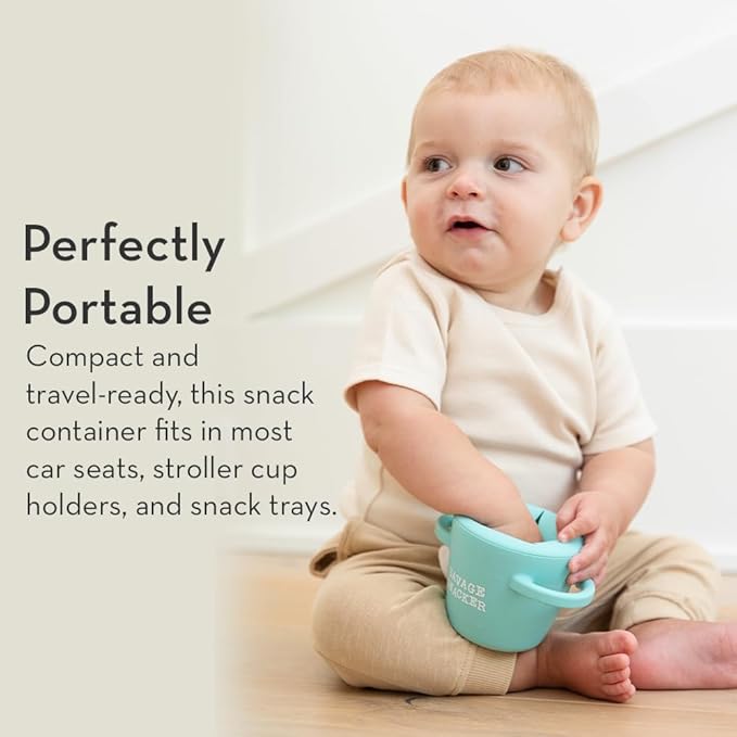 Bella Tunno Snack Cups for Toddlers, Silicone Spill Proof Food Container with Lid, Babies & Kids 6-12 Months, S is for Snacks
