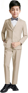 YuanLu Boys Suit for Kids Tuxedo Wedding Ring Bearer Outfit, 5 Piece Boy Slim Fit Formal Suits with Adjustable Waist