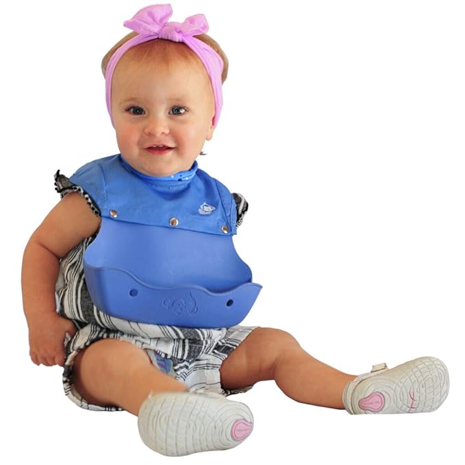 Philip Bib - 2 -in-1 Waterproof Baby Bib with Silicone Crumb Catcher, Full Coverage High Neck & Shoulder Protection, Portable Roll-Up Design, for Infants & Toddlers 4+ months