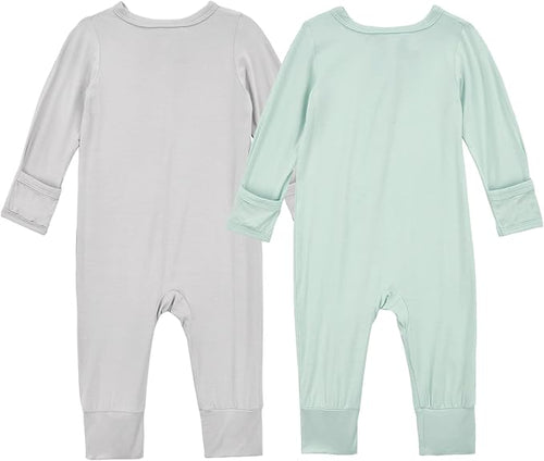 Aablexema Baby Footless Pajamas Zipper with Mitten, Rayon from Bamboo, Infant Long Sleeve Romper Pjs