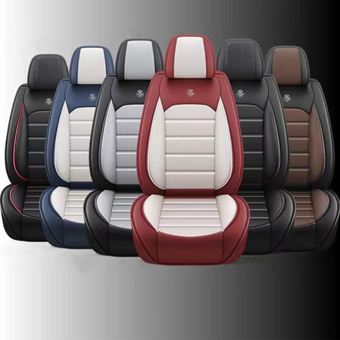 Leather Seat Cover for Ford Edge 2010-2026,Waterproof Soft Seat Covers,Interior Accessories Seat Covers Cushion Vehicle Protector Airbag Compatible(Black&Gray,2PCS Front)